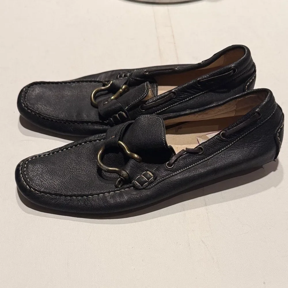 Bacco Bucci Black Leather Bit Moccasins